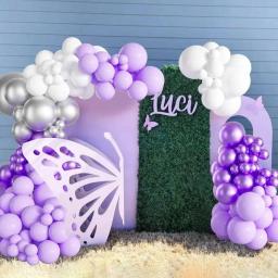 Kit Arco Balão para Decoração de Festa, Balões Metálicos, Guirlanda, Prata, Roxo, Prata, Casamento, Noivado, Aniversário, 1 Conjunto - Image 3