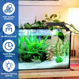 Impermeável LED Fish Tank Light com controle remoto, Aquário Clip Lamp, brilho ajustável, 3 temporizadores, 14 cores de luz - Image 2