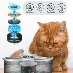 Fonte de água do aço inoxidável para gatos e cães, Bebedor automático com filtros do sensor - Image 4