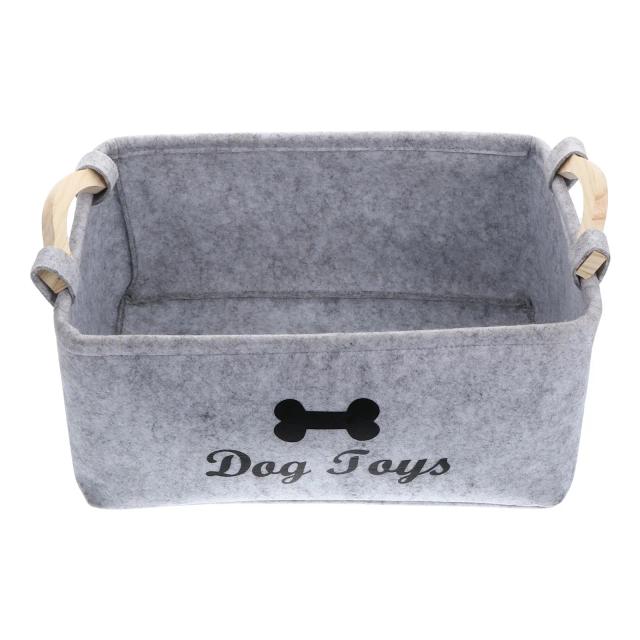 Cesta Organizadora de Brinquedos para Cães e Gatos em Feltro - Armazenamento Prático para Acessórios