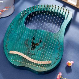 Lira de madeira 19-string harpa caixa de ressonância instrumento de corda com chave de ajuste 3pcs picaretas adesivo conjunto extra de cordas instrumento - Image 2