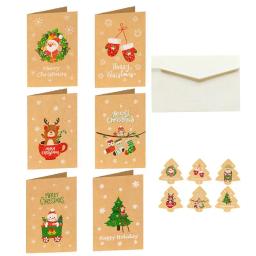 Feliz natal cartões com envelopes 6pcs cartões de mensagem em branco define festa de natal favor para a família e amigos aquecimento - Image 2