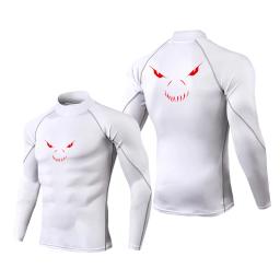 Camisa de manga comprida de compressão masculina, gola alta, treinamento de ginástica, corrida, secagem rápida, musculação, roupas esportivas - Image 4
