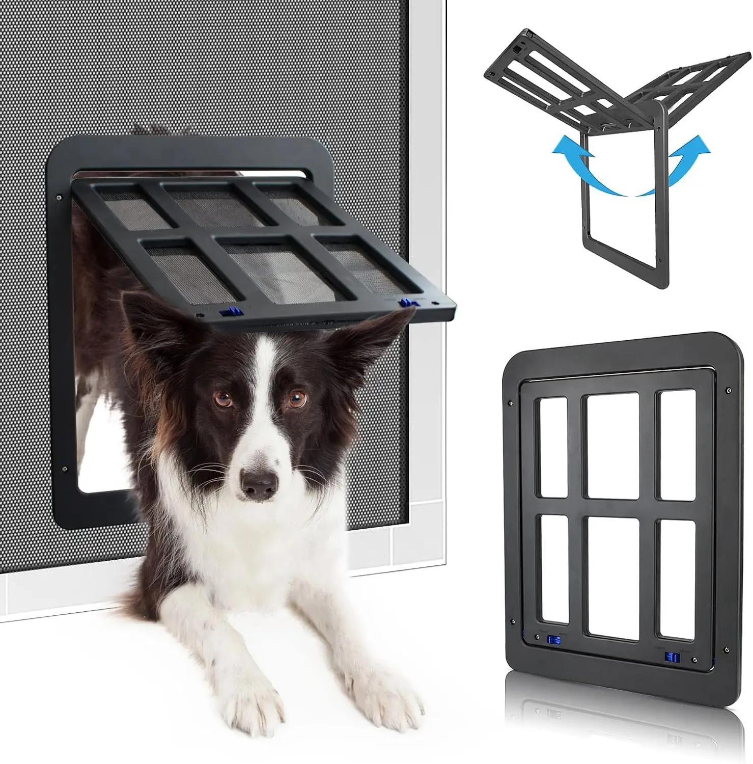 Atuban-Dog porta deslizante com fecho magnético, tela para cães com fechadura, porta para cães e gatos, branco fácil instalação, 11x13" - Image 1