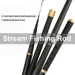 Vara de fluxo telescópica 4.5m/5.4m/6.3m/7.2m/8m/9m/10m reservatório de carbono lagoa vara de pesca super leve fibra dura mão vara de pesca - Image 4