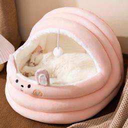 Canil de gato universal semi-fechado, cama de estimação, pode ser removido e lavado, pequeno e médio porte, quatro temporadas - Image 2