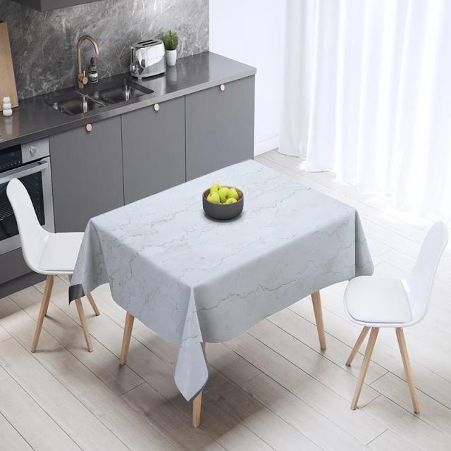Toalha de Mesa Retangular com Estampa de Mármore: Resistente a Manchas para Festas e Decoração de Casa