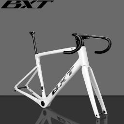 Quadro de bicicleta de estrada de carbono ultraleve BXT, conjunto de quadros de estrada de freio a disco de montagem plana de 140 mm, BB T47, pneu 700Cx32C, novo - Image 2