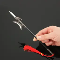 Três reinos filme e televisão em torno antiga arma fria modelo 22cm, 30cm lu bu única lua halberd liga arma brinquedo - Image 3
