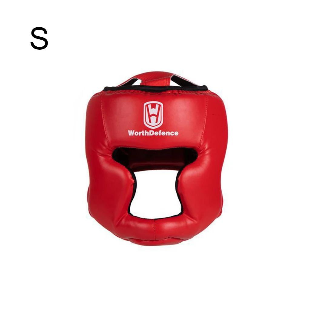 Boxe capacete de proteção, feito de pu, respirável, macio, reutilizável, protetora, para karatê, taekwondo, equipamentos esportivos, vermelho l - Image 1