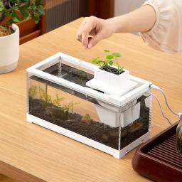 Pequeno Criativo Mini Tanque De Peixes, Mesa De Aquecimento Silencioso, Produtos De Aquário De Desktop, Aquário Tropical, Aquário Silencioso, Casa - Image 3