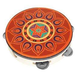 Pandeiro para crianças, tambor de mão, estilo folclórico, educação precoce, brinquedos de iluminação, percussão, instrumento Orff, 8 in - Image 4
