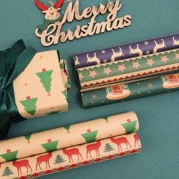 Papel De Embrulho De Presente De Natal, Xmas Tree Elk Print, Papel De Embalagem Kraft, Aniversário, Festa De Casamento, DIY Artesanato Decoração Suprimentos - Image 2