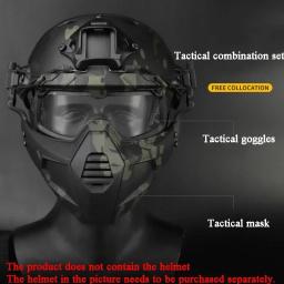 Máscara tática com óculos conjunto tiro airsoft cs wargame máscaras paintball caça acessórios - Image 5