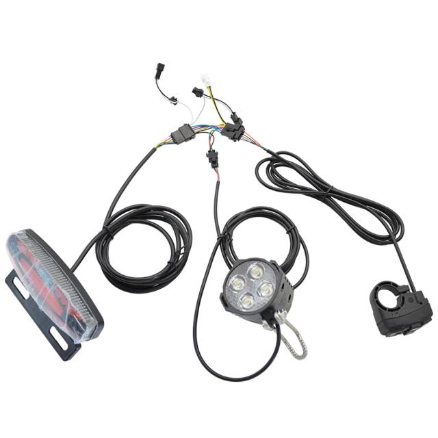 Kit de Iluminação Traseira para Bicicleta Elétrica com Luzes de Advertência e LED Spotlight para Ciclismo