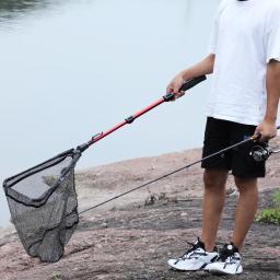 Sougayilang ferramenta de pesca rede de pesca trackle 75/95/115cm portátil retrátil dobrável rede de pesca para baixo carpa truta pesca - Image 5