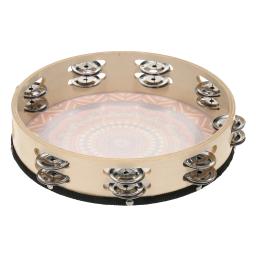 De madeira Tambourine mão tambor, dupla linha, Metal pratos, Jingles instrumento de percussão, Handbell, 10 ", 8", 7 ", 16Pcs - Image 4