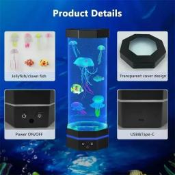 Lâmpada LED Jellyfish-Mudando com controle remoto, plug-in USB, lâmpada Peixe Bolha, Lava Night Light, 17 cores - Image 4