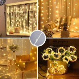 Cortina LED String Lights com controle remoto, Fairy Garland, lâmpada para Festival, Decoração de Natal, Festa, Casamento, Quarto, Casa - Image 3