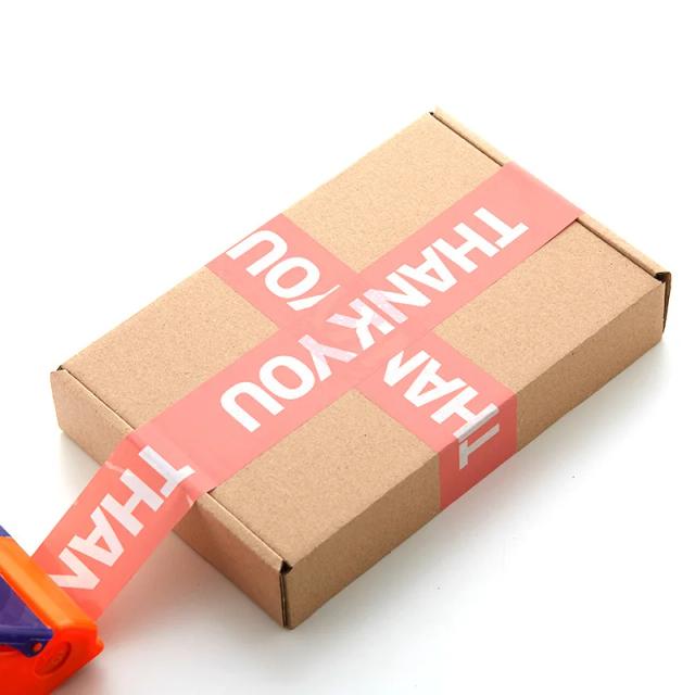 Fita de Embalagem Decorativa para Presentes - 4,5 cm x 100 m com Agradecimentos e Vedação Adesiva