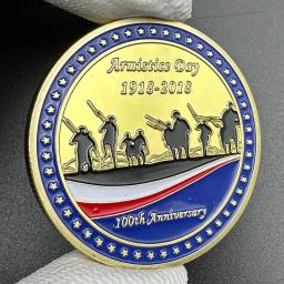 1 Guerra Mundial Moedas de ouro Colecionáveis, Primeira Guerra Mundial, Dia Memorial, 1920-2018, Lembrança do 100 ° Aniversário, Insígnia de Medalha, Primeira Guerra Mundial - Image 2