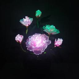 Flor Peônia colorida com Fio de Fibra Óptica, Fada Fibra Óptica, Plástico de Seda, Novidade, Festa Artística, Loja Decoração - Image 5