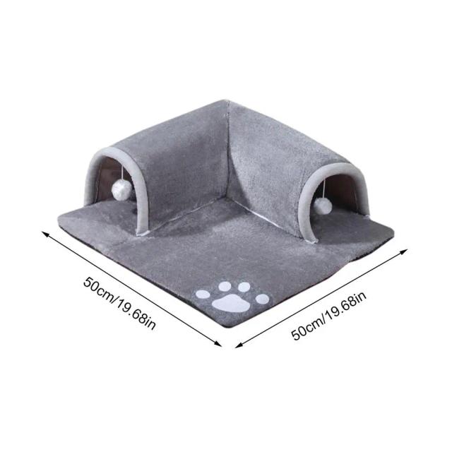 Cama Portátil para Gatos e Cães com Túnel Brincalhão - Acessórios Confortáveis para Pets em Casa