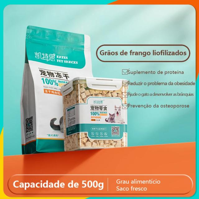 Petiscos Secos de Peito de Frango para Gatos e Cachorros