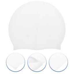 Touca de natação para mulheres, à prova d'água, leve, esportiva, elástica, silicone, borracha branca, acessório feminino - Image 3