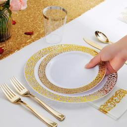 High-End Conjunto De Louça De Plástico, Placas De Casamento, Festa Transparente, Reutilizável, 150Pcs, Set - Image 2