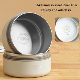 304 Aço Inoxidável Bento Box com Tampa e Saco Térmico, Leakproof, Portátil, Redondo, Térmico - Image 3
