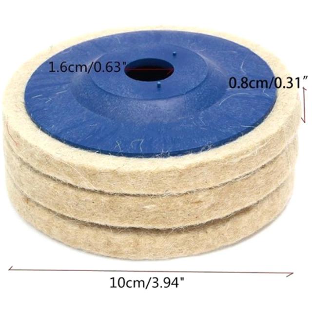 Roda de Polimento de Lã para Alumínio e Aço Inoxidável - Almofadas Lustradoras Bege para Rebarbadoras e Discos de Feltro de 100mm