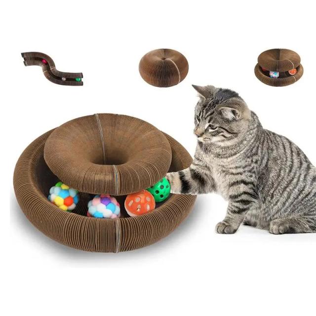 Tapete Dobrável para Gatos com Arranhador Interativo e Bola Brinquedo, Ideal para Gatos de Interior e Durável