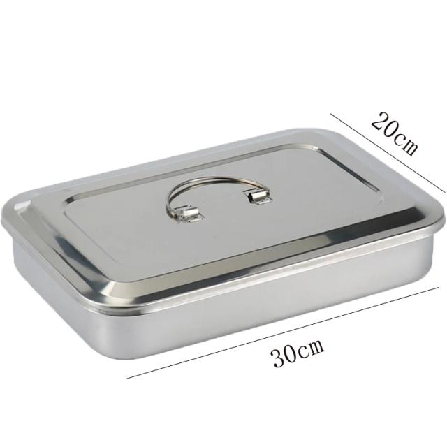 Caixa de Desinfecção em Aço Inoxidável para Instrumentos Cirúrgicos com Bandeja Quadrada e Tampa Engrossada