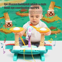 Brinquedo de bateria com instrumentos musicais, luzes de microfone, teclado piano, aprendizagem precoce, brinquedos educativos para crianças, menina de 3 anos - Image 2