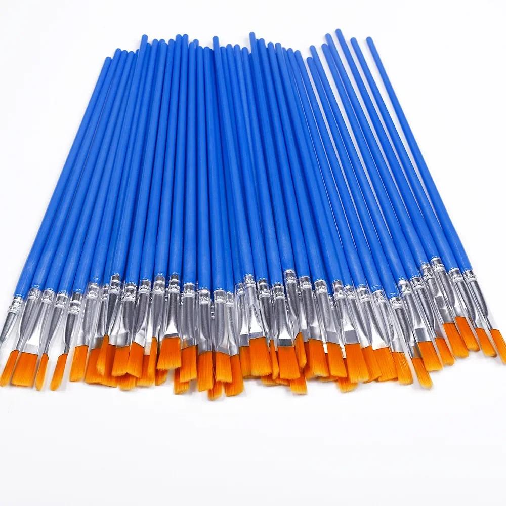 Pincéis de pintura plana para pintura, adereços essenciais, pincel pequeno, volume de arte, pintura detalhe, 50 pcs - Image 1