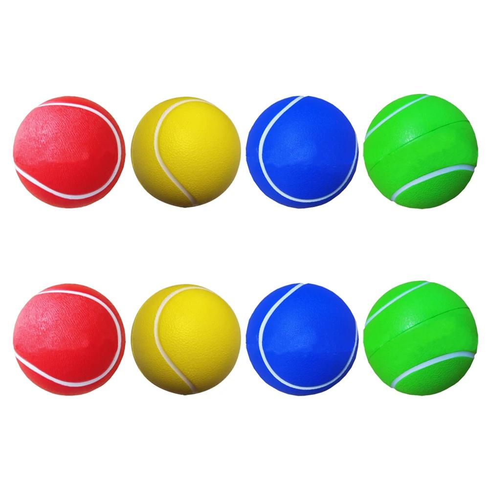 8 pçs bolas de tênis criativas prática bolas de tênis esportes pu tênis jogando bola de espuma sólida bolas de tênis amarelo/vermelho/azul/verde - Image 1