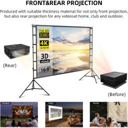 VEIDADZ-Tela do projetor com suporte, branco sem rugas, ângulo de visão de 160 °, 60-150 polegadas, dupla face, Home Theater, ao ar livre - Image 4
