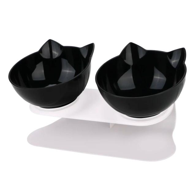 Tigelas Duplas Antiderrapantes para Gatos e Cachorros com Suporte Elevado para Comida e Água
