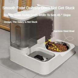 Alimentador automático para animais de estimação com grande capacidade, 2 em 1 bebedor para cão e gato, higiênico e durável, aço inoxidável, 2 tigelas - Image 3