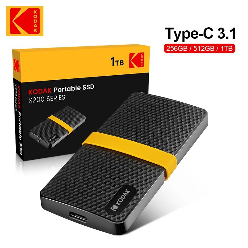Kodak x200 disco rígido ssd externo hd externo 1tb usb3.1 mini portátil ssd 256b 512gb 1tb para laptops smartphone ps4 pc mac tv - Image 1