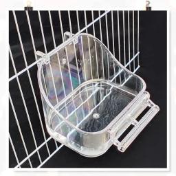 Pássaro banho banheira chuveiro caixa de limpeza papagaio pendurado banheira gaiola recipiente comida acessórios para canário budgies - Image 5