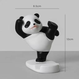 Estatuetas panda para celular interior, suporte universal para celular, escultura moderna de resina, estátua para casa e escritório, decoração de mesa - Image 6