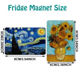 Ímã de geladeira com impressão artística 4 tamanhos, pinturas mundialmente famosas, adesivos magnéticos decorativos criativos para geladeira - Image 3