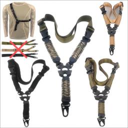 Arnês tático multifuncional para a caça, Nylon Rifle Webbed, Corda Vertical Single-Point, Ajuste Rápido Comprimento, Paracord ao ar livre - Image 1