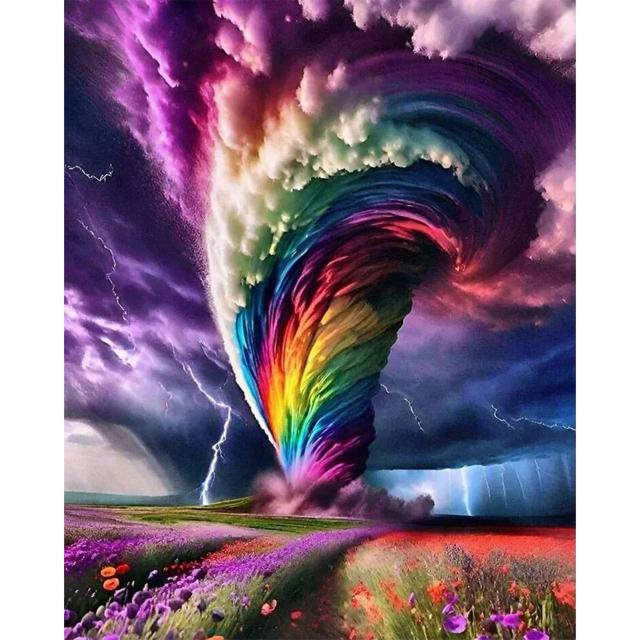 Pintura por Números DIY para Adultos: Kit Tornado em Acrílico para Arte sobre Tela e Decoração de Interiores