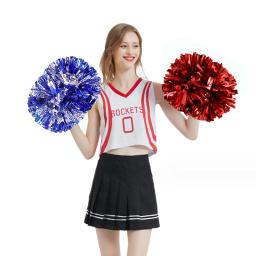 Torcida Pom Poms com Baton Handle, Pompons Torcida de Plástico Metálico, Team Spirit, Sport Dance, Kids and Adult, 1PC - Image 4