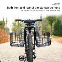 40cm cesta traseira da bicicleta mountain bike cesta de metal dobrável armazenamento traseiro mochila cesta acessórios da bicicleta - Image 3