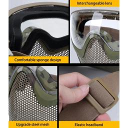 Tactical Full Face Mask para Paintball, Malha de Aço Protetora, Vestindo Máscaras, Caça Engrenagem, Cabeça de Proteção, Airsoft, CS Tiro, Caça - Image 6