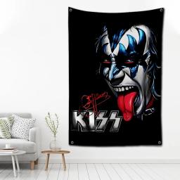Poliéster Impressão Digital Banner, Rock Band Kiss, Garagem, Wall Art, Out Door Decoração, 60x90cm - Image 6